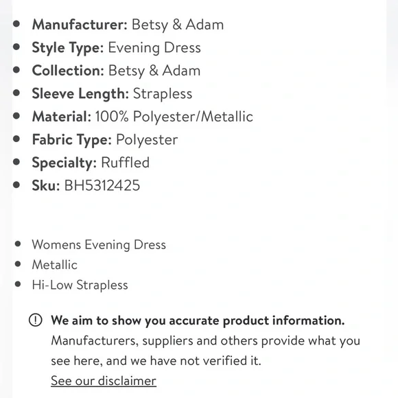 Betsy & Adam Womens Metallic Hi-Low Evening Dress - Picture 13 of 14